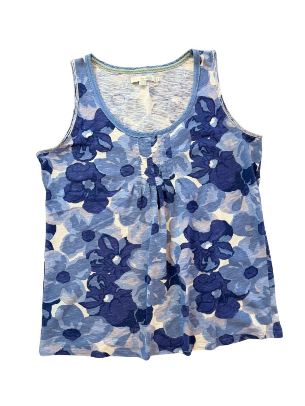 Boden Blue White Floral Tank Blouse 100% Cotton Size US10